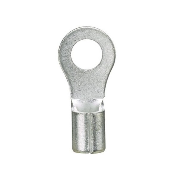 Ring Terminal, 1/2 in Stud Size, 14 AWG, 2,000 V, Bare Insulated, Bare, 50 PK